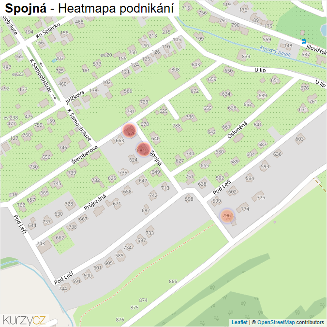 Mapa Spojná - Firmy v ulici.