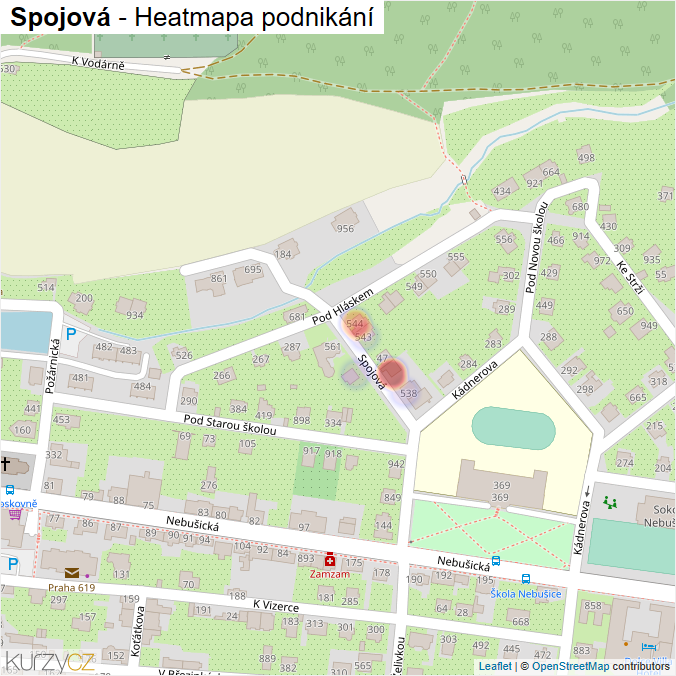 Mapa Spojová - Firmy v ulici.