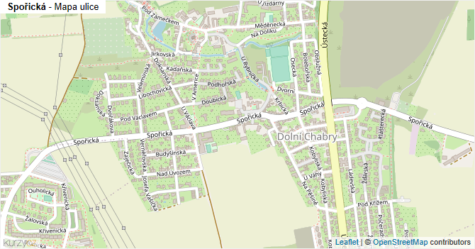 Spořická - mapa ulice