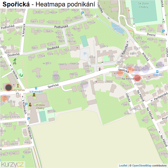 Mapa Spořická - Firmy v ulici.