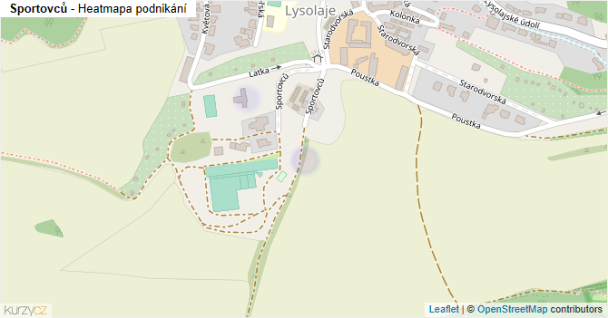 Sportovců - mapa podnikání