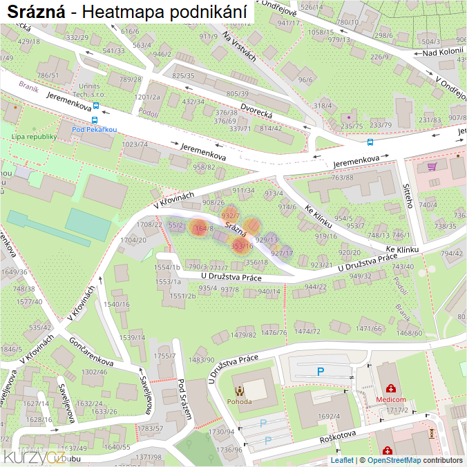 Mapa Srázná - Firmy v ulici.