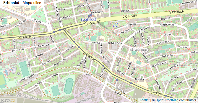 Srbínská - mapa ulice