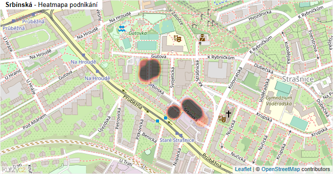 Srbínská - mapa podnikání