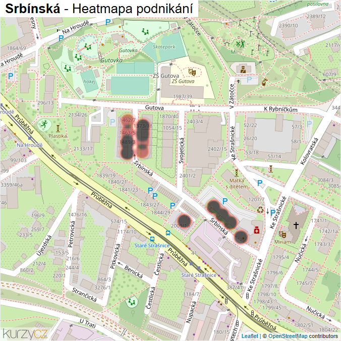 Mapa Srbínská - Firmy v ulici.