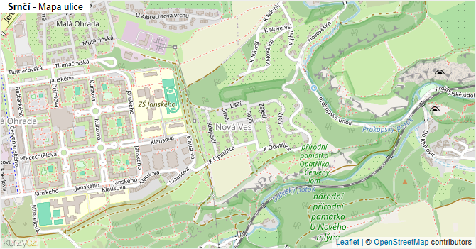 Srnčí - mapa ulice