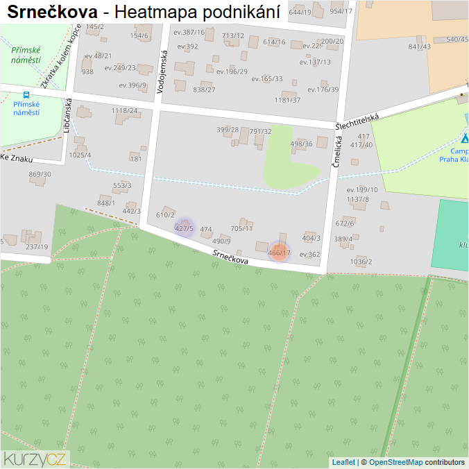 Mapa Srnečkova - Firmy v ulici.