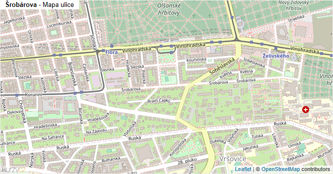 Šrobárova - mapa ulice