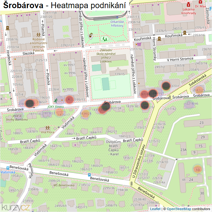 Mapa Šrobárova - Firmy v ulici.