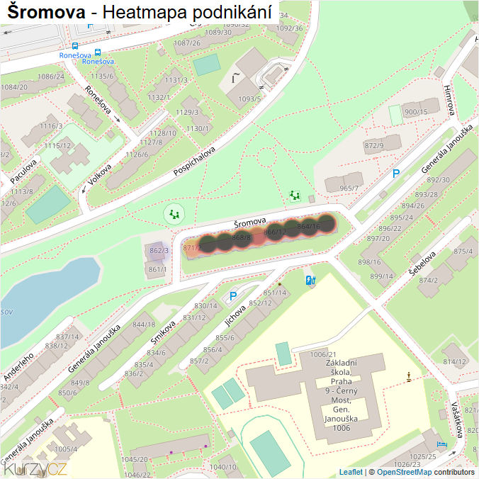 Mapa Šromova - Firmy v ulici.