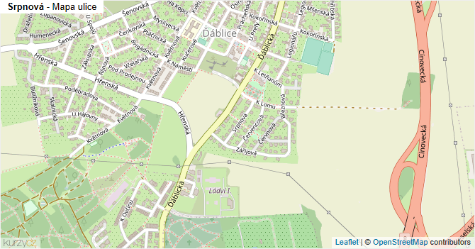 Srpnová - mapa ulice