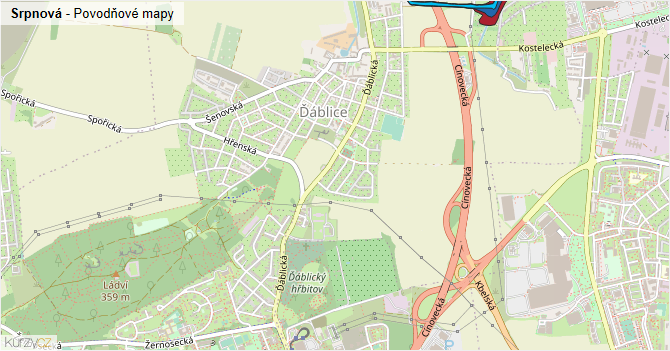Srpnová - záplavové mapy stoleté vody
