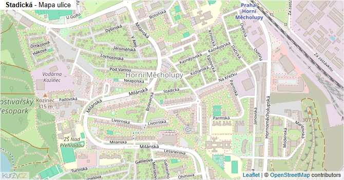 Stadická - mapa ulice