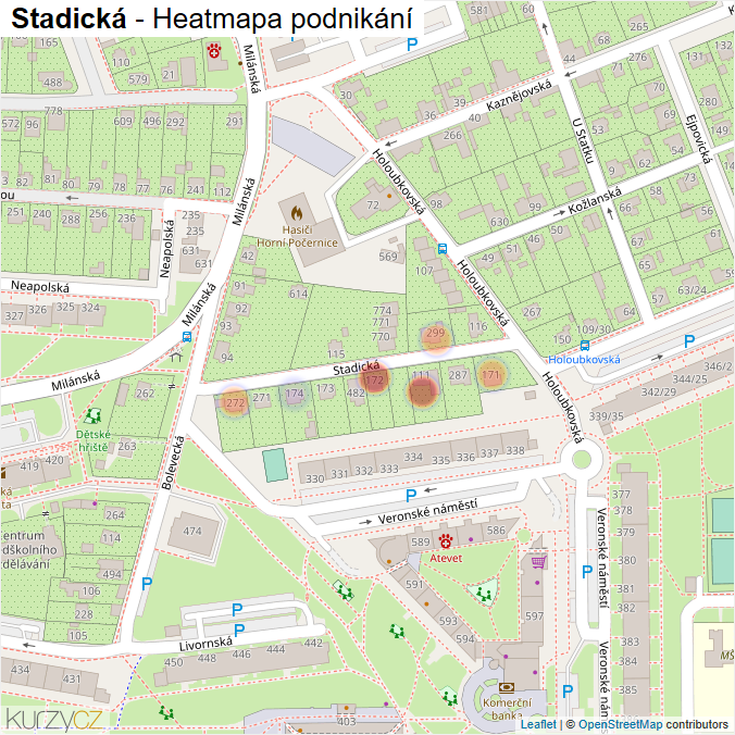 Mapa Stadická - Firmy v ulici.