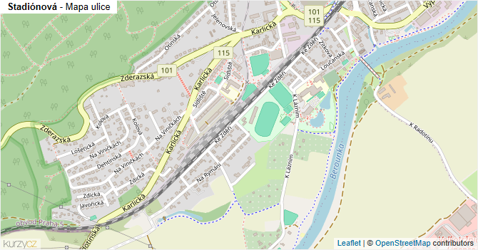 Stadiónová - mapa ulice