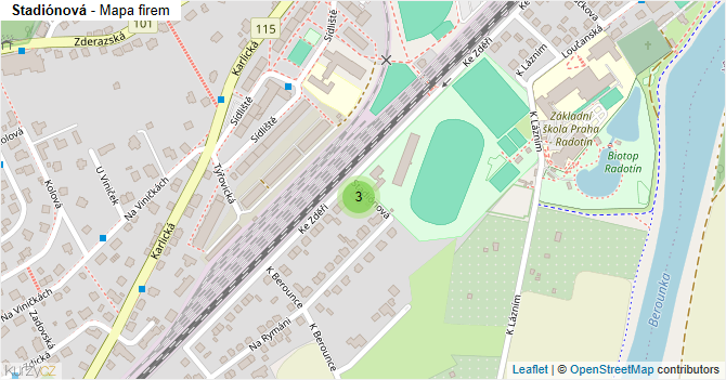 Stadiónová - mapa firem