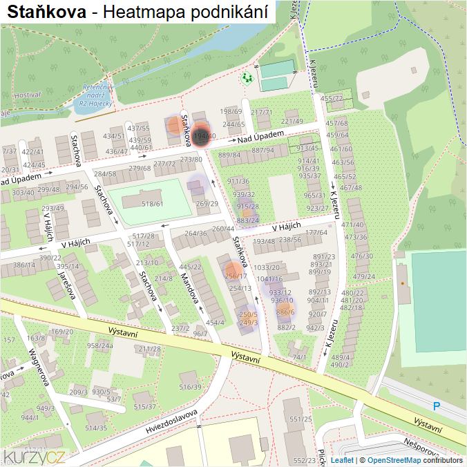 Mapa Staňkova - Firmy v ulici.