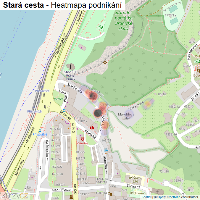 Mapa Stará cesta - Firmy v ulici.