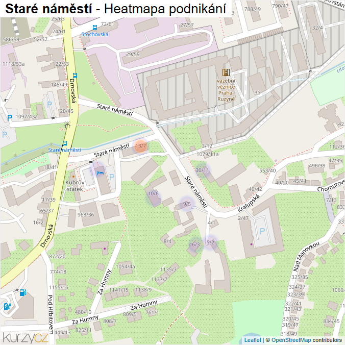 Mapa Staré náměstí - Firmy v ulici.