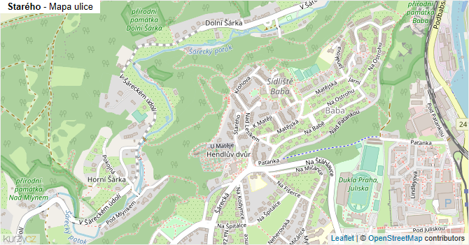 Starého - mapa ulice