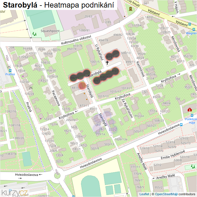 Mapa Starobylá - Firmy v ulici.