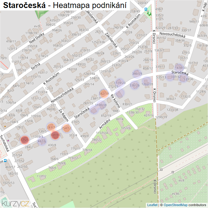 Mapa Staročeská - Firmy v ulici.