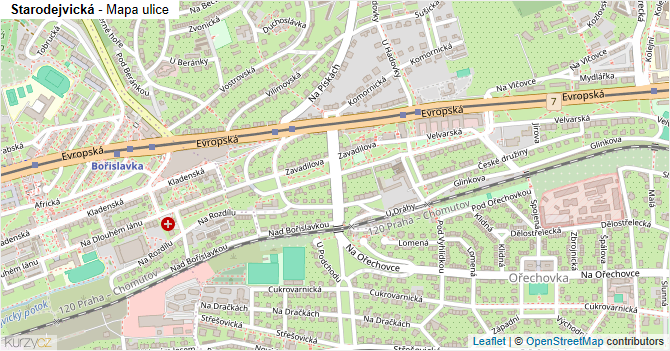 Starodejvická - mapa ulice