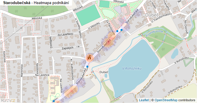 Starodubečská - mapa podnikání