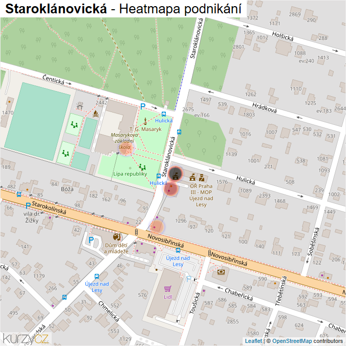 Mapa Staroklánovická - Firmy v ulici.