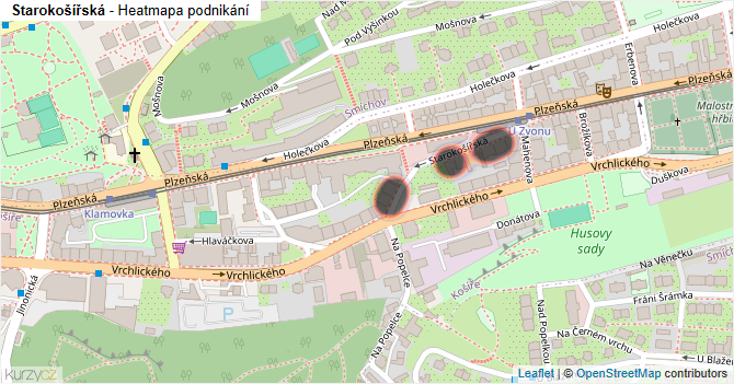 Starokošířská - mapa podnikání