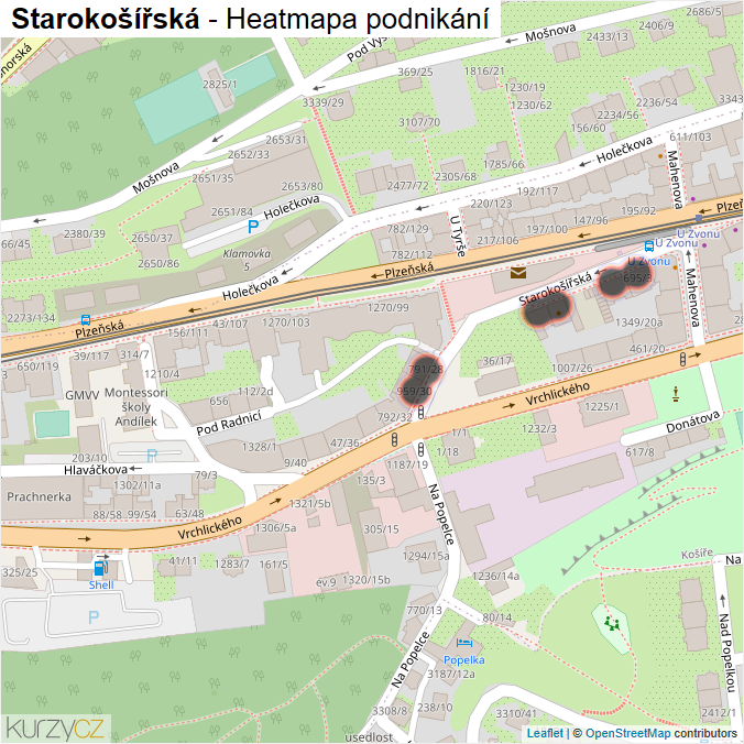 Mapa Starokošířská - Firmy v ulici.