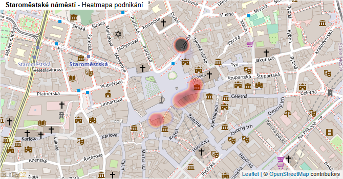 Staroměstské náměstí - mapa podnikání