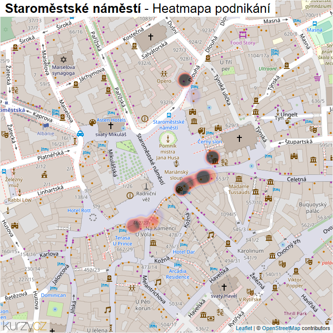 Mapa Staroměstské náměstí - Firmy v ulici.