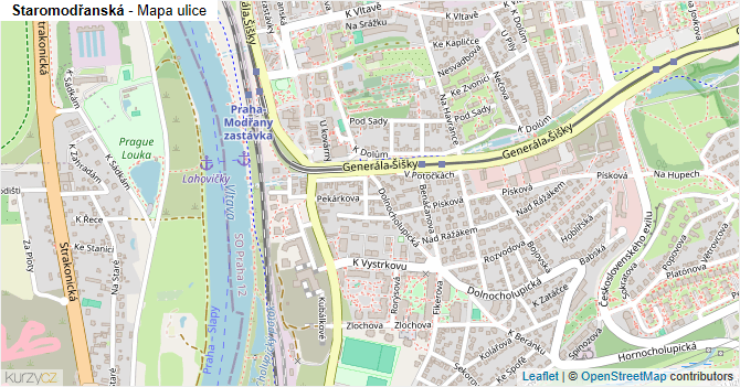 Staromodřanská - mapa ulice