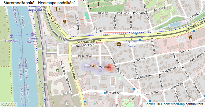 Staromodřanská - mapa podnikání