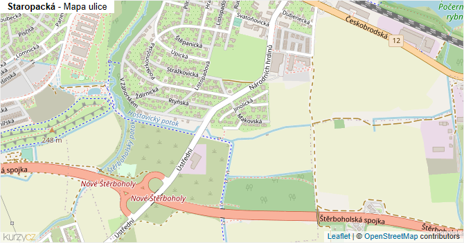 Staropacká - mapa ulice