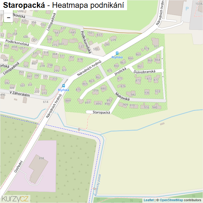 Mapa Staropacká - Firmy v ulici.