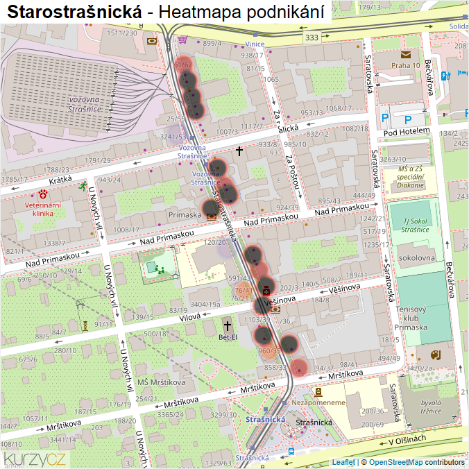 Mapa Starostrašnická - Firmy v ulici.