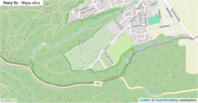 Starý lis - mapa ulice