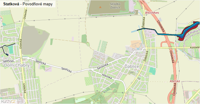 Statková - záplavové mapy stoleté vody