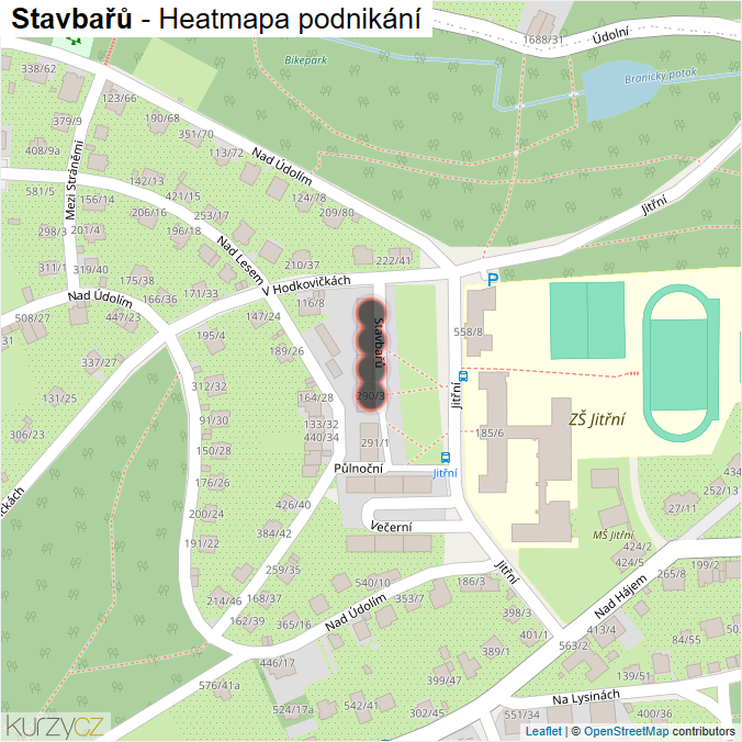 Mapa Stavbařů - Firmy v ulici.
