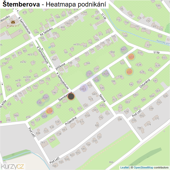 Mapa Štemberova - Firmy v ulici.