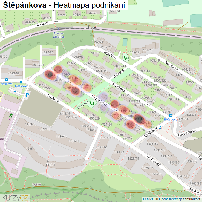 Mapa Štěpánkova - Firmy v ulici.