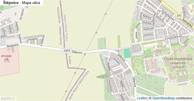Štěpnice - mapa ulice