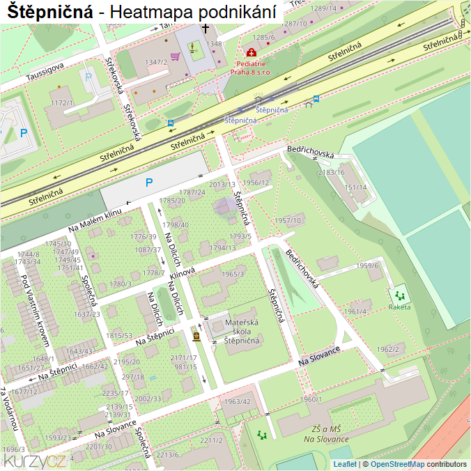 Mapa Štěpničná - Firmy v ulici.