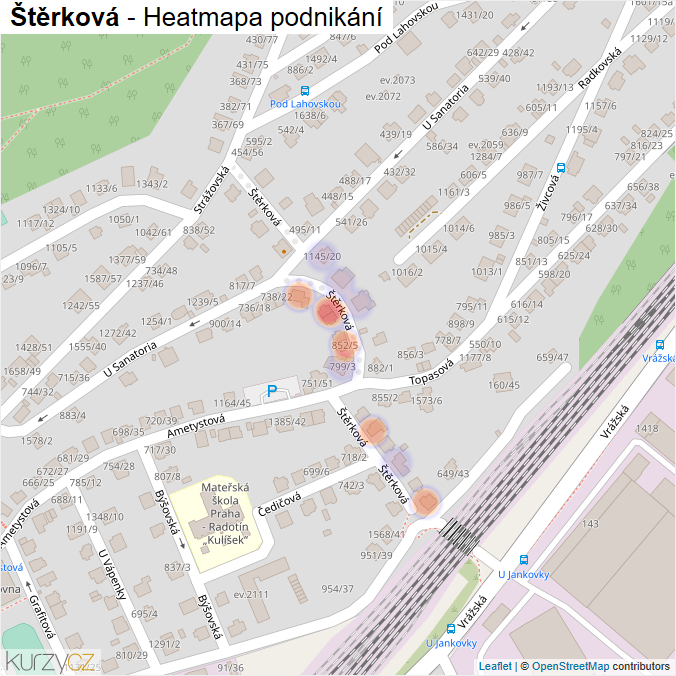 Mapa Štěrková - Firmy v ulici.