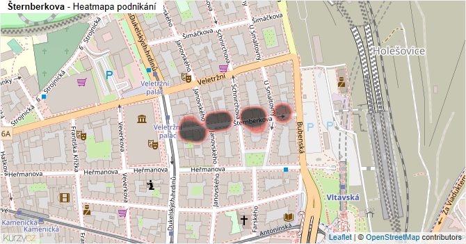 Šternberkova - mapa podnikání