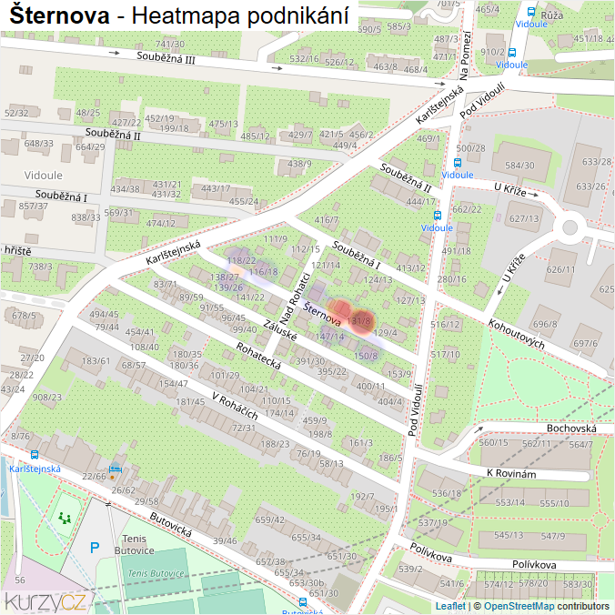 Mapa Šternova - Firmy v ulici.