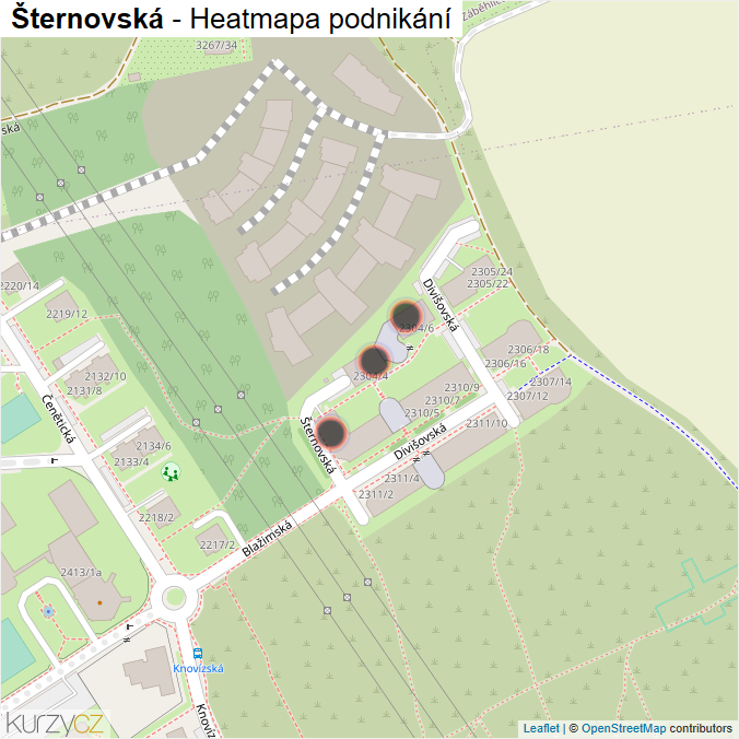Mapa Šternovská - Firmy v ulici.