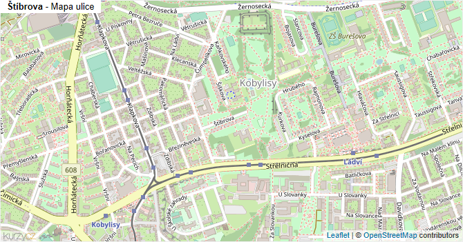 Štíbrova - mapa ulice